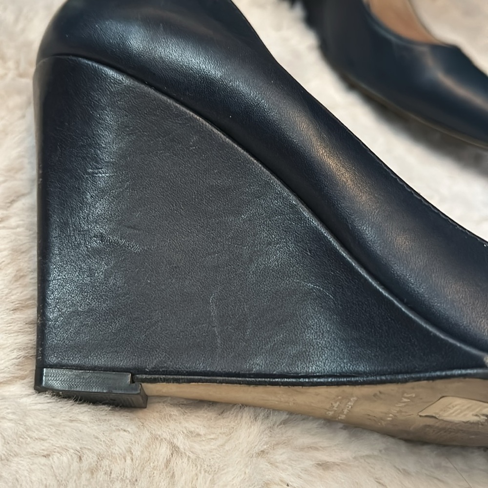 San Marina Navy Wedge Pointed Toe Heels Pump - Picture 7 of 10